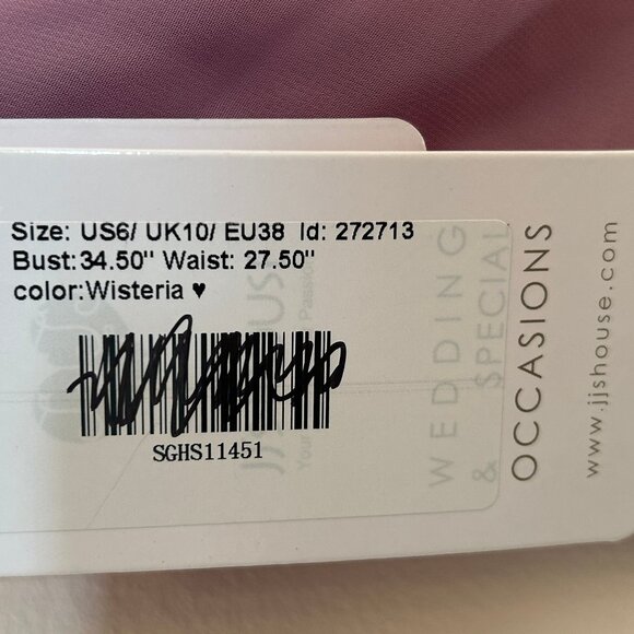 NWT JJs House A-line One Shoulder Floor-Length Lavender Chiffon Dress sz 6 - Picture 9 of 16